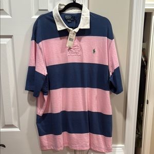 NWT Polo by Ralph Lauren Men's Blue and Pink Striped Shirt XL